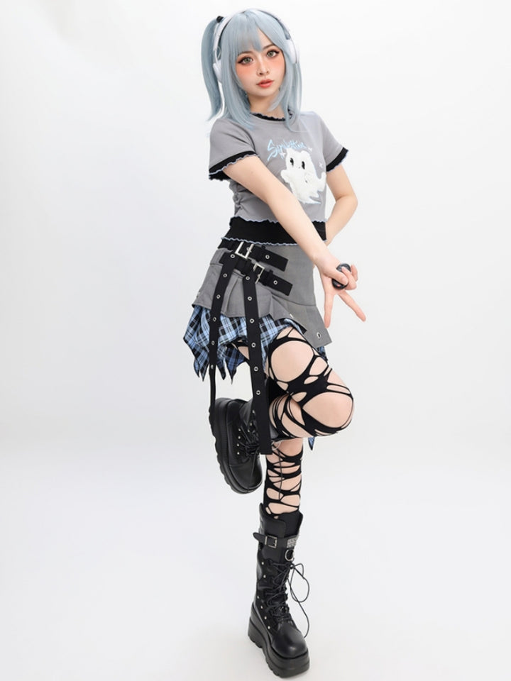 Edgy Style Asymmetrical Patchwork Mini Skirt