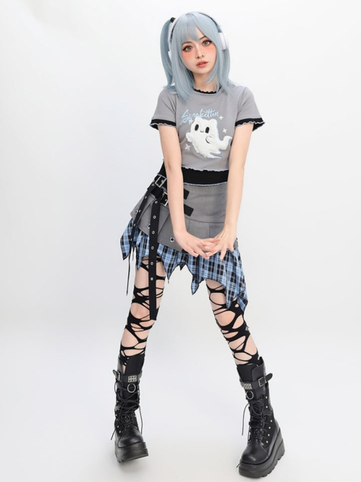 Edgy Style Asymmetrical Patchwork Mini Skirt