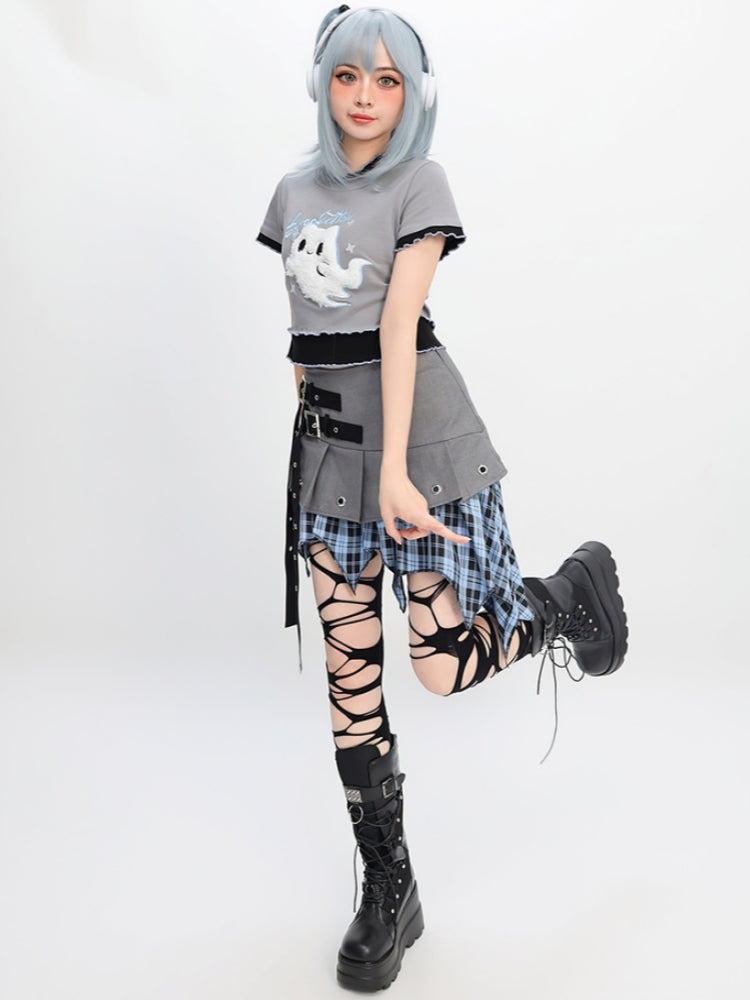 Edgy Style Asymmetrical Patchwork Mini Skirt
