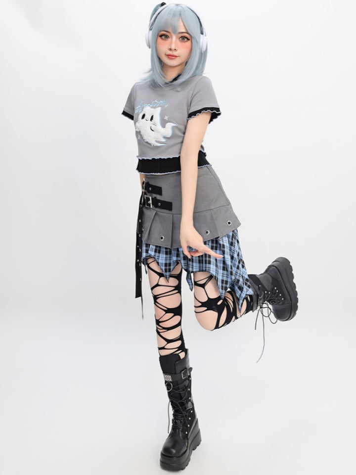 Edgy Style Asymmetrical Patchwork Mini Skirt