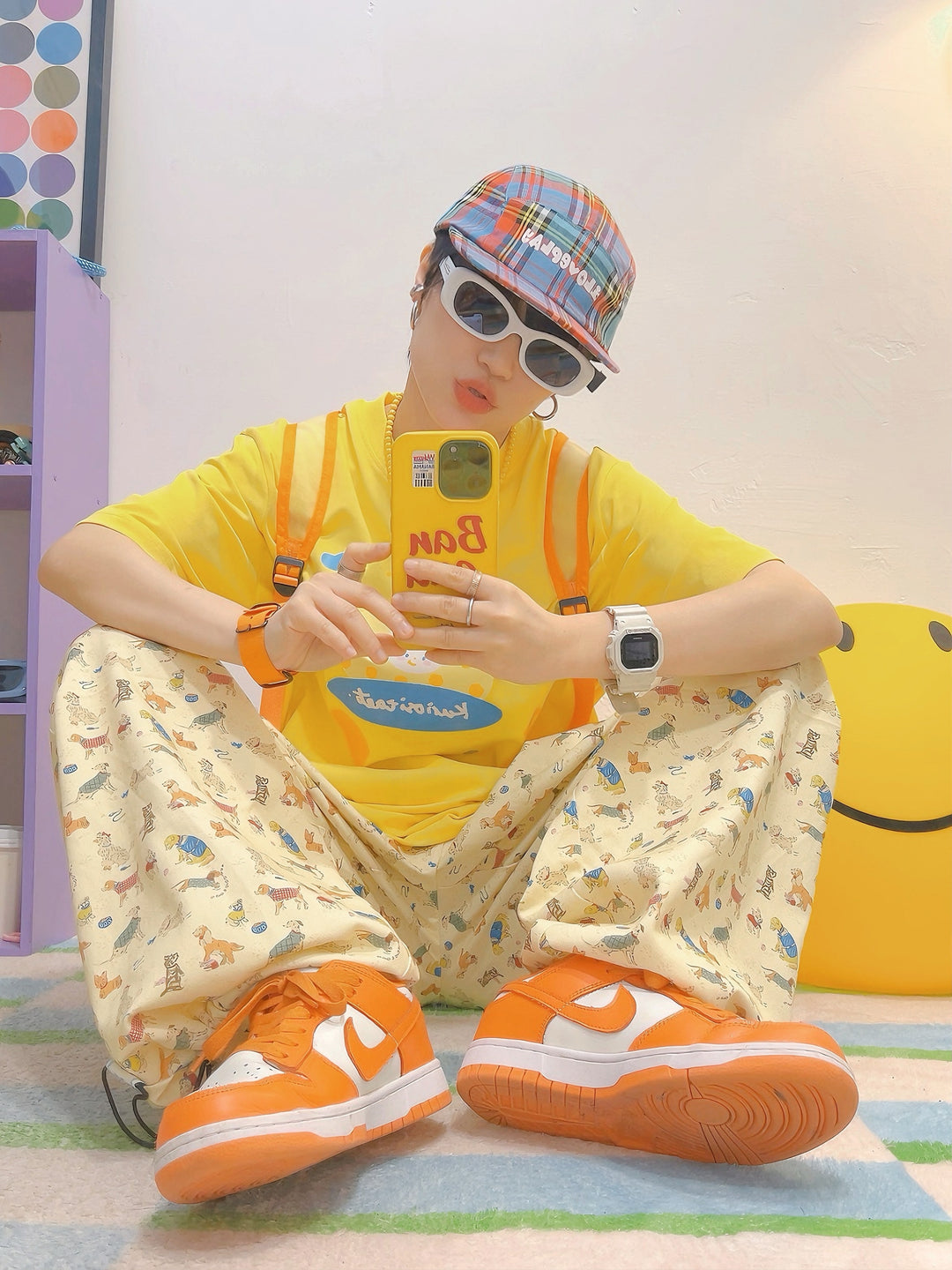 Yellow Cotton Loose-Fit Short-Sleeve T-Shirt