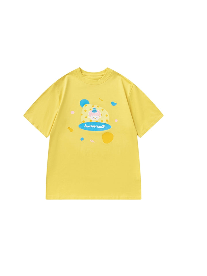 Yellow Cotton Loose-Fit Short-Sleeve T-Shirt