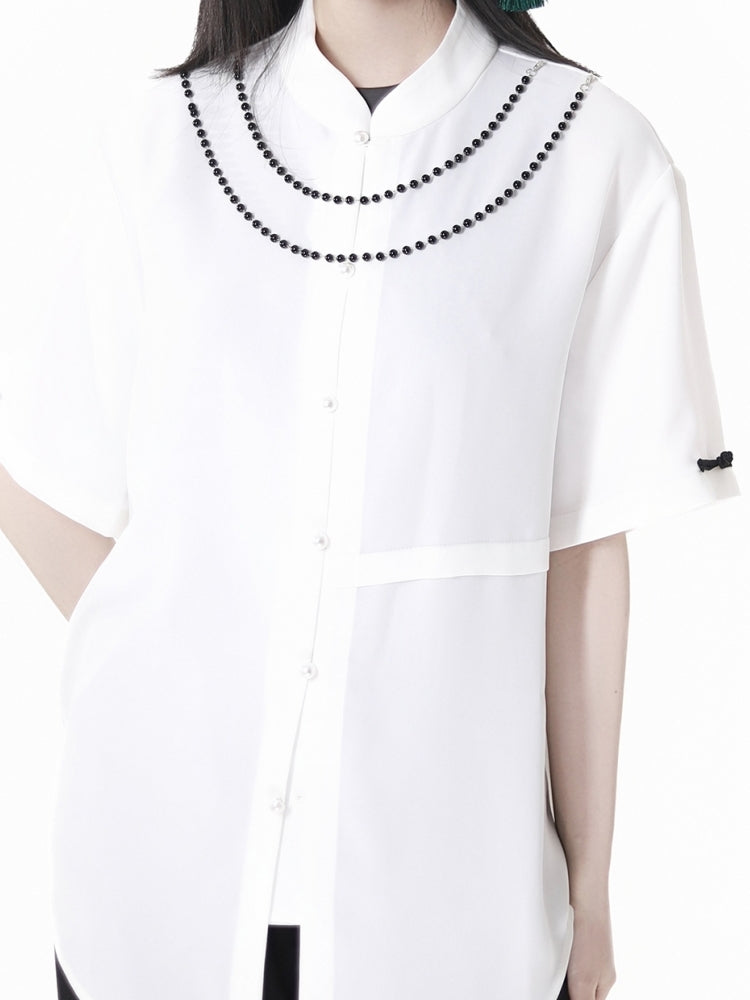 Chinese-Style Shirt Vest / Plaid Waist Cincher / Pants