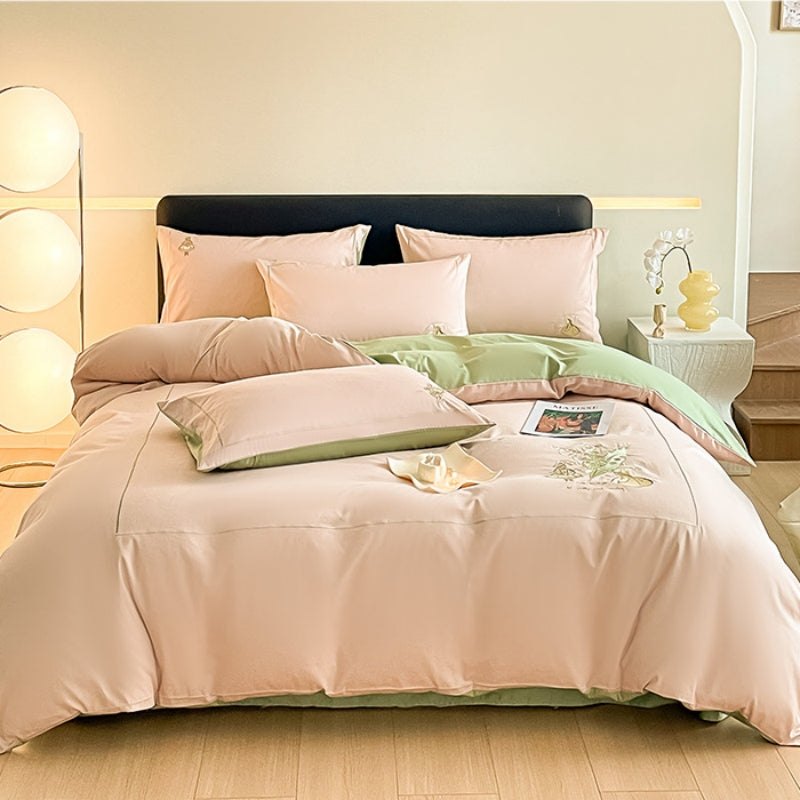Light Luxury Lily of the Valley Embroidery Cotton Bedding Set
