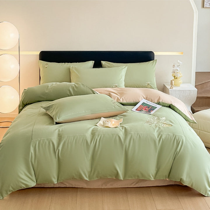 Light Luxury Lily of the Valley Embroidery Cotton Bedding Set