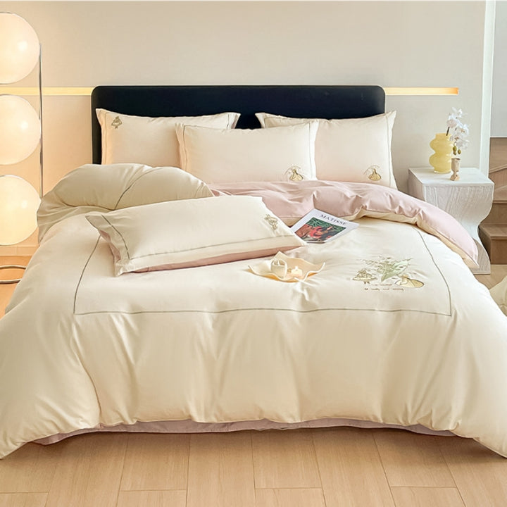 Light Luxury Lily of the Valley Embroidery Cotton Bedding Set