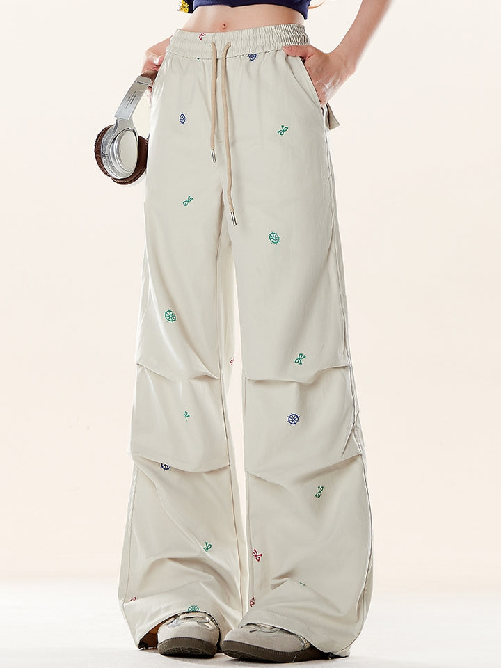 Kawaii Bow Print Pleated Pants
