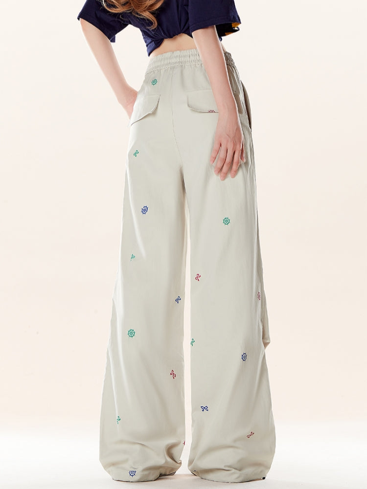 Kawaii Bow Print Pleated Pants