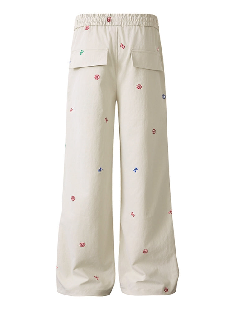 Kawaii Bow Print Pleated Pants