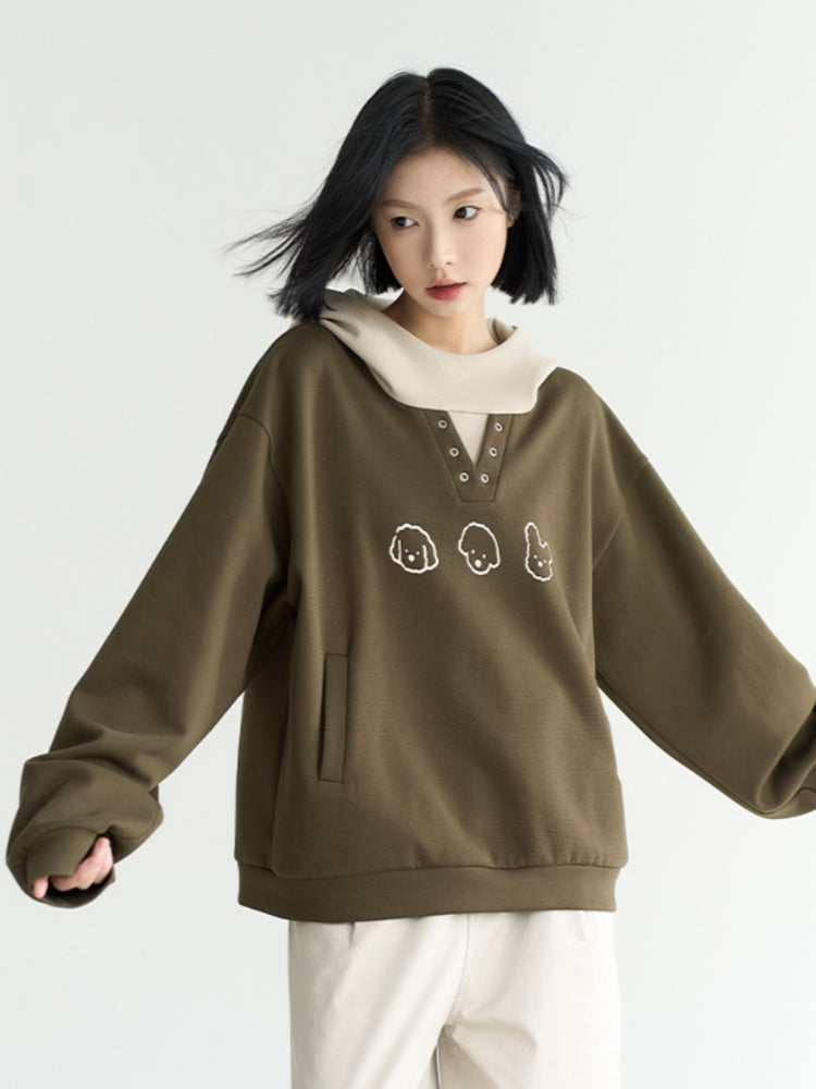 Kawaii Color-Block Hoodie