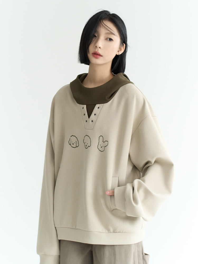 Kawaii Color-Block Hoodie