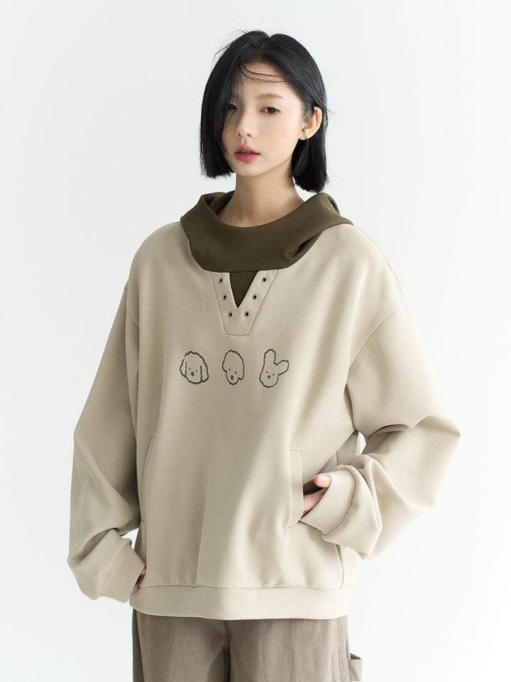 Kawaii Color-Block Hoodie