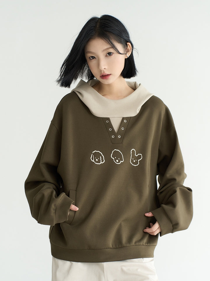 Kawaii Color-Block Hoodie