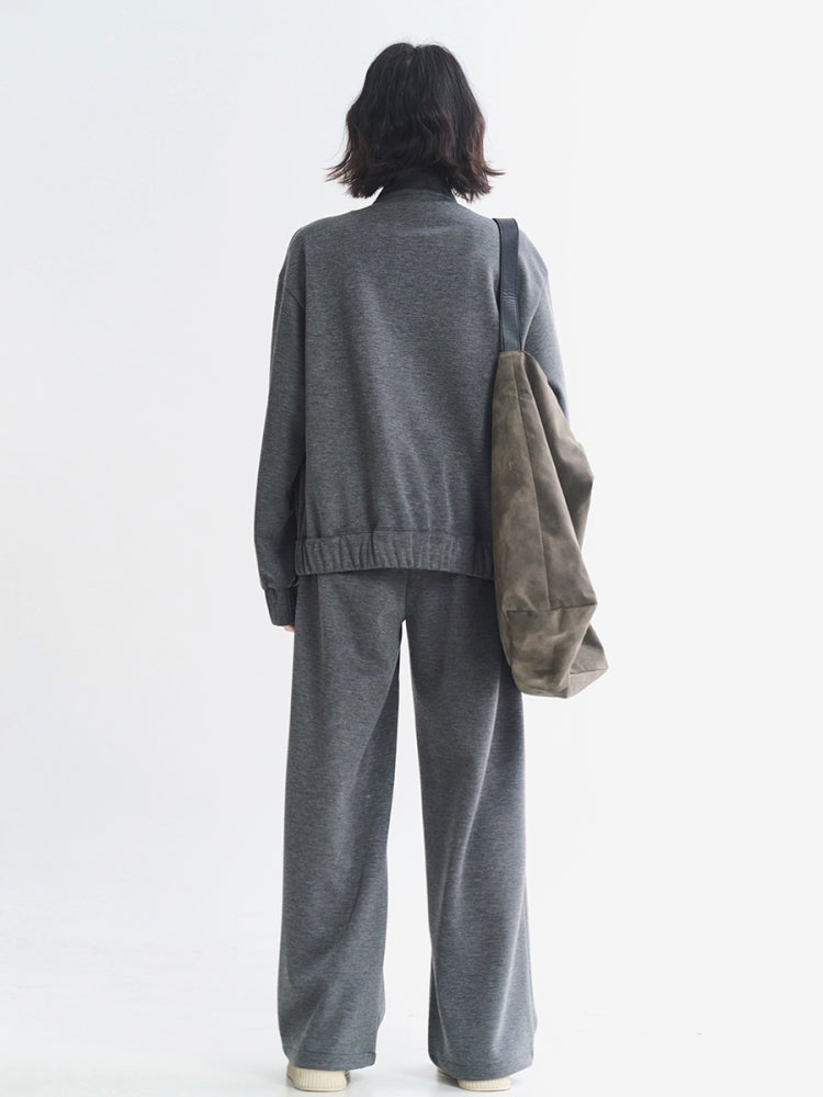 Kawaii Embroidered Dark Gray Hoodie Set