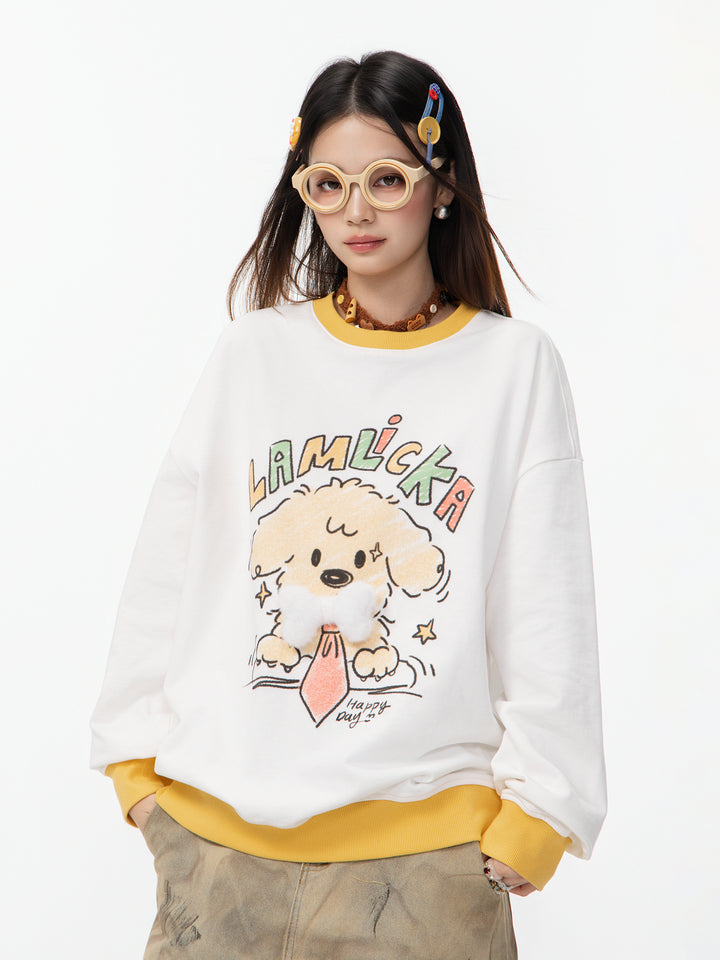 Kawaii Puppy Print Sweatshirt