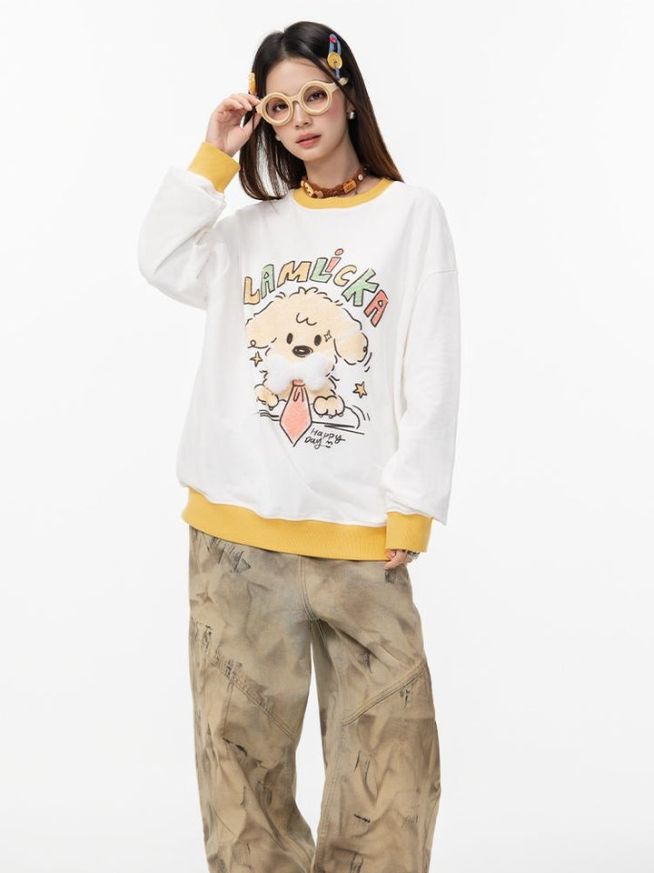 Kawaii Puppy Print Sweatshirt
