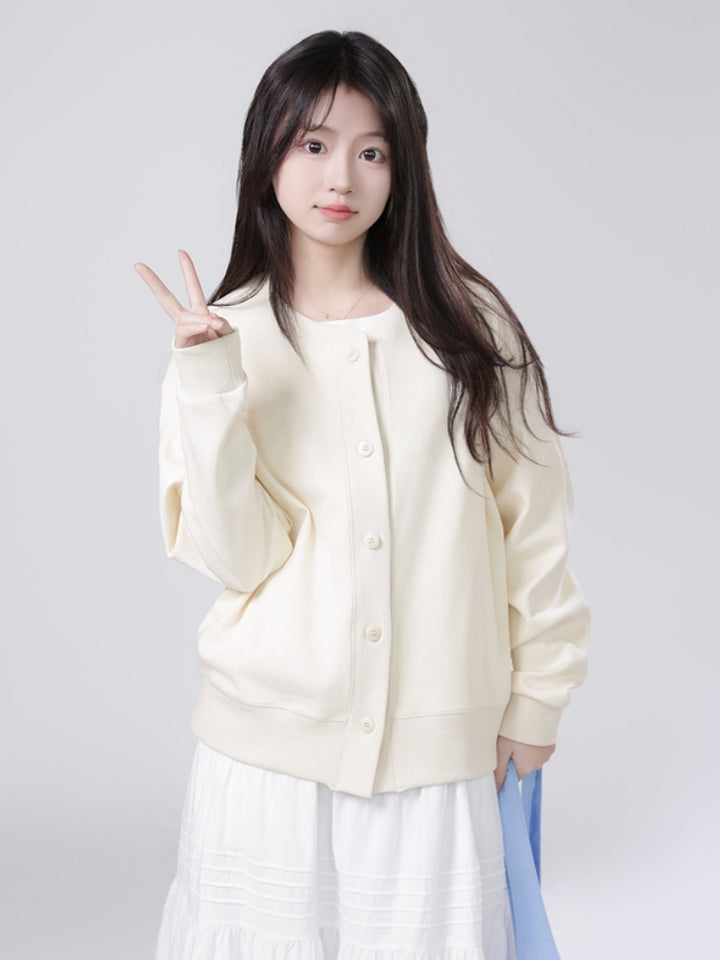 Kawaii Smiley Face Embroidered Cardigan