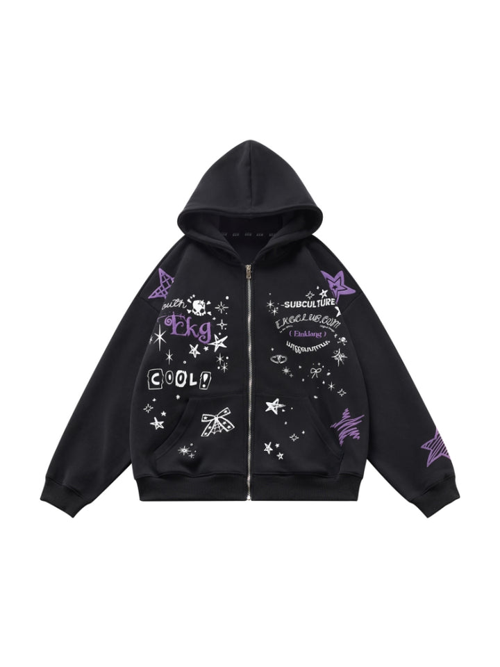 Kawaii Star Print Hoodie