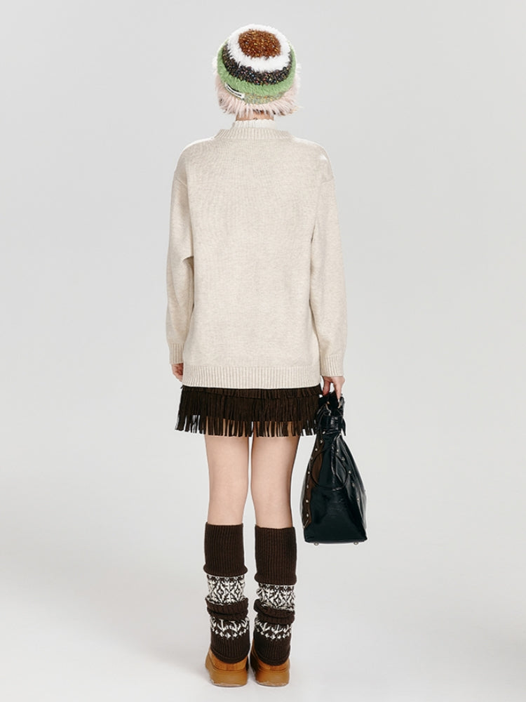 ﻿ Kitten Pattern Jacquard Knit Sweater