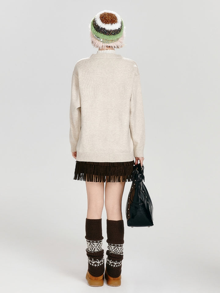 ﻿ Kitten Pattern Jacquard Knit Sweater
