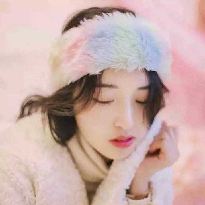 Korean Style Rainbow Ombre Plush Headband