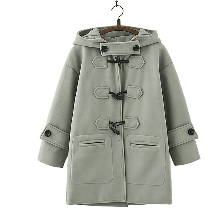 Japanese Long  Hooded Coat with Horn Buckle