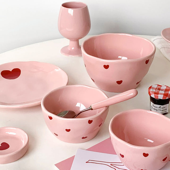 Pink Love Heart Tableware