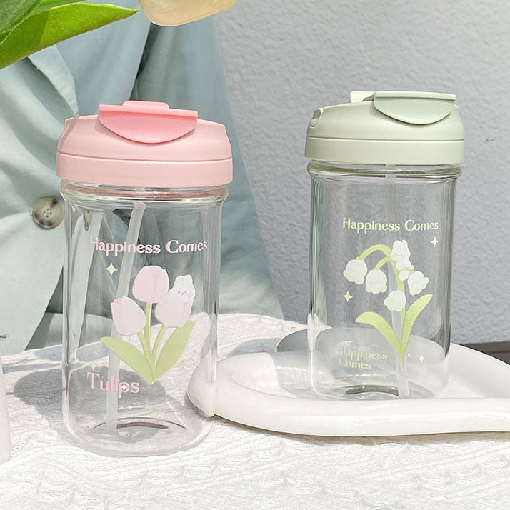 lily of the valley Glass water bottle