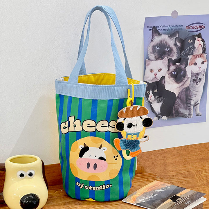 Cartoon Cow Cheese Printed Bag