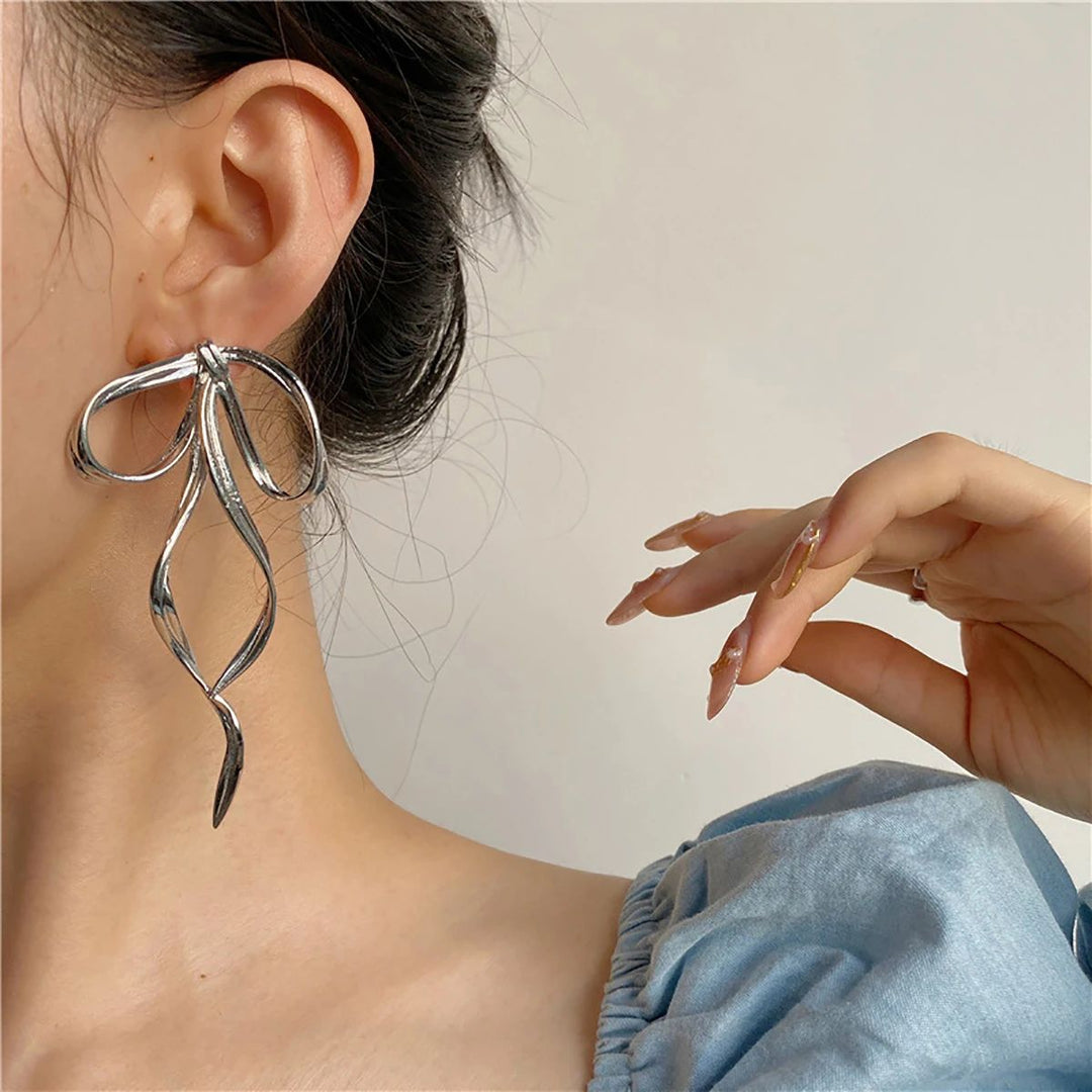 Silver Bowknot Earrings