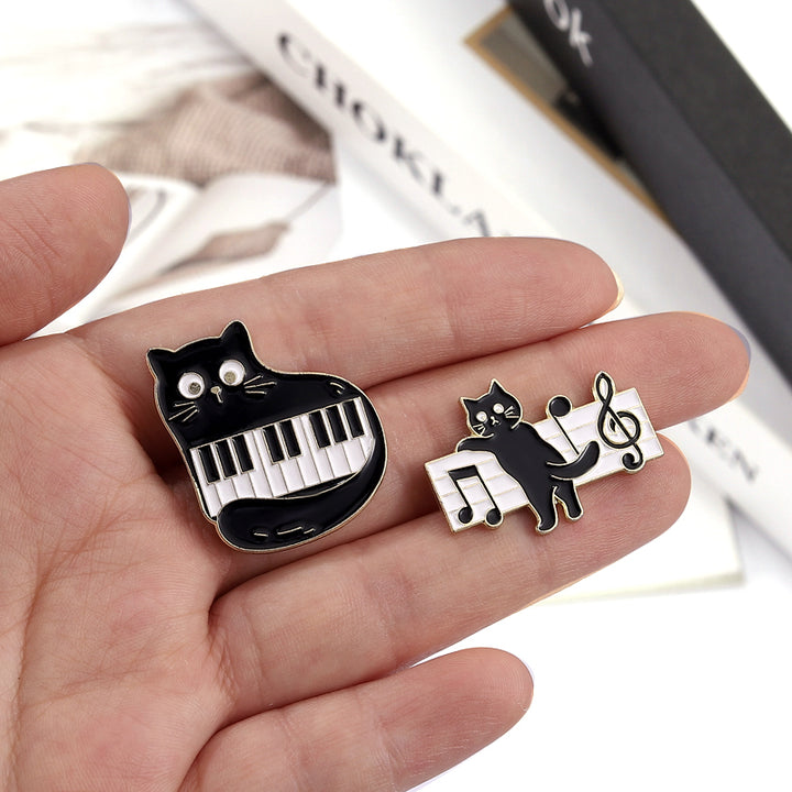 Cartoon Piano Cat Pins