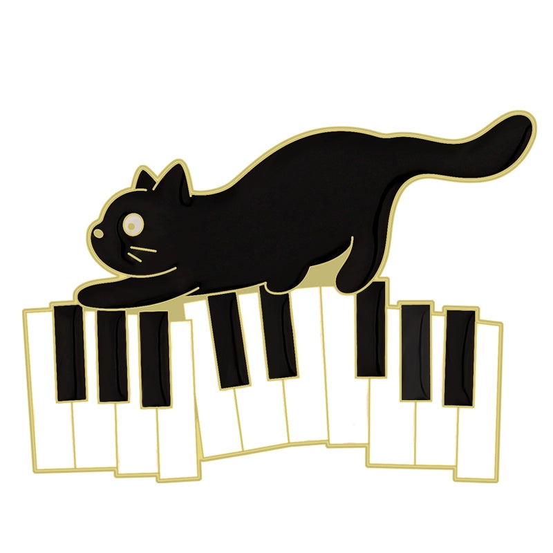 Cartoon Piano Cat Pins