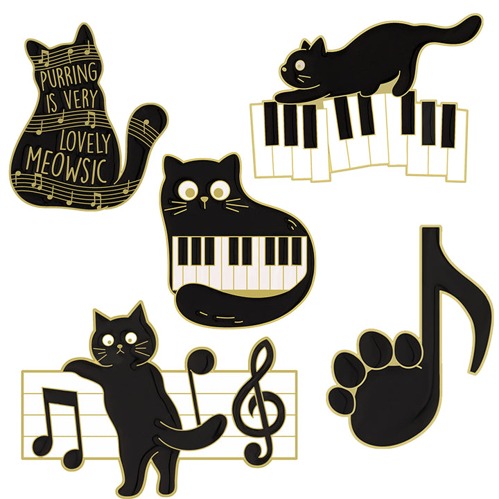 Cartoon Piano Cat Pins