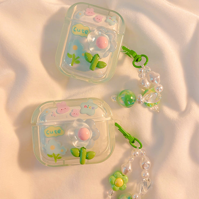 Cute Flower Airpods Case with Charms