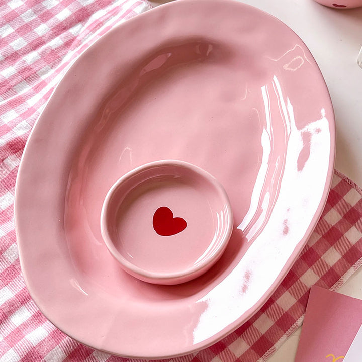 Pink Love Heart Tableware