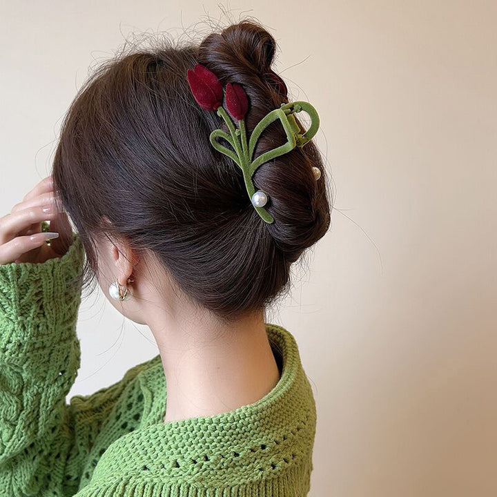Red Rose Hair Claw Clip