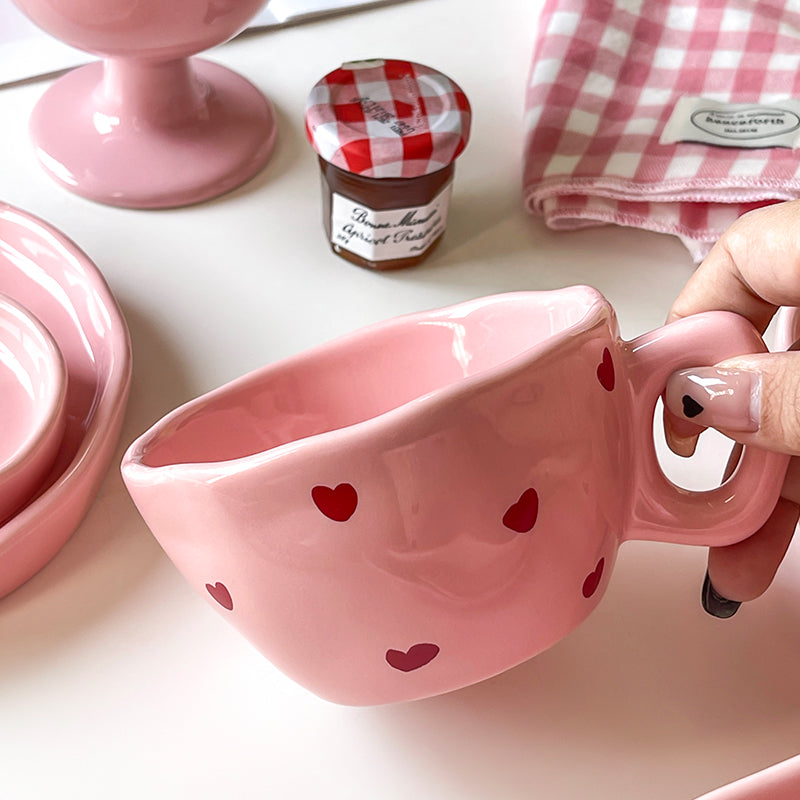 Pink Love Heart Tableware