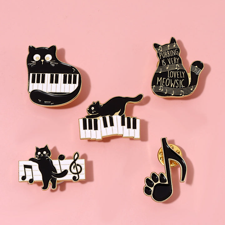 Cartoon Piano Cat Pins