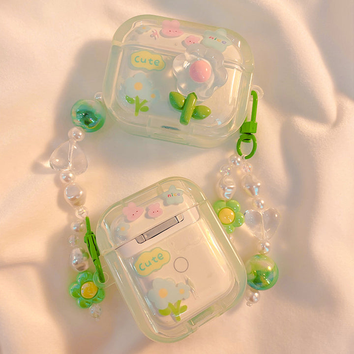 Cute Flower Airpods Case with Charms