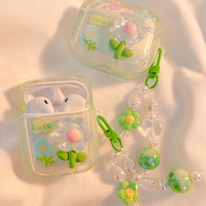Cute Flower Airpods Case with Charms