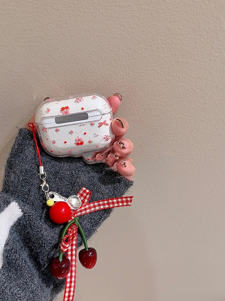 Bow and floral print AirPods case