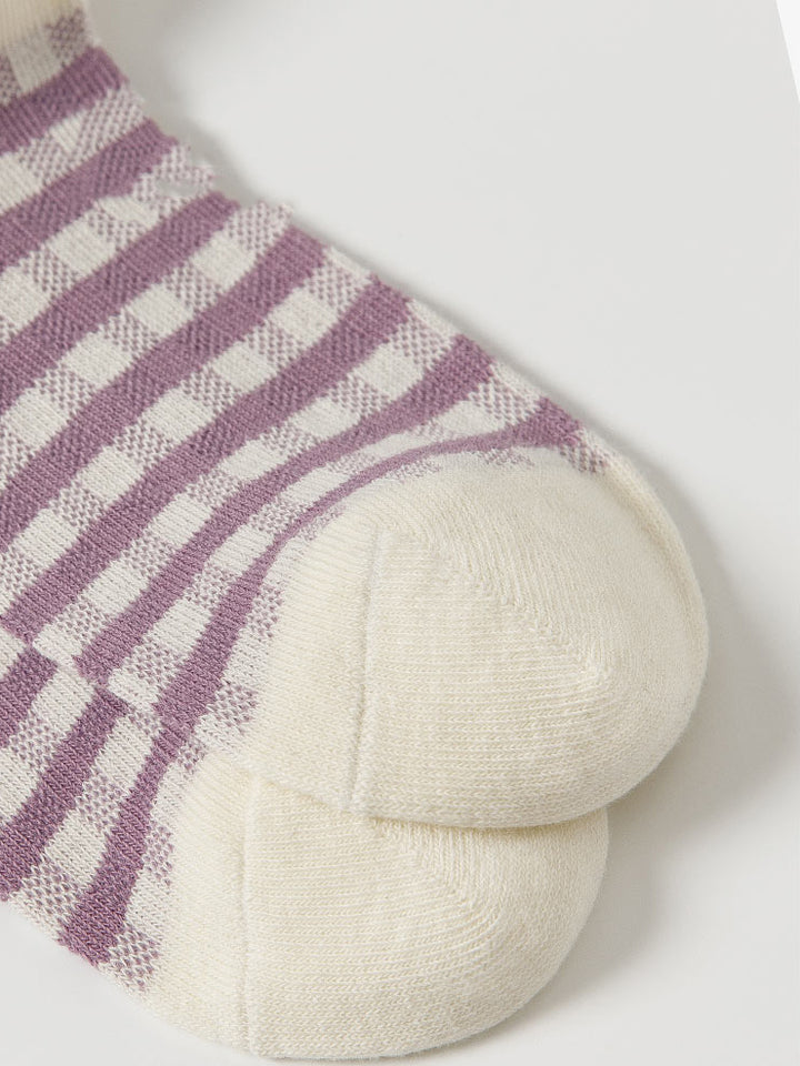 6 pairs of purple rabbit cotton mid-calf socks