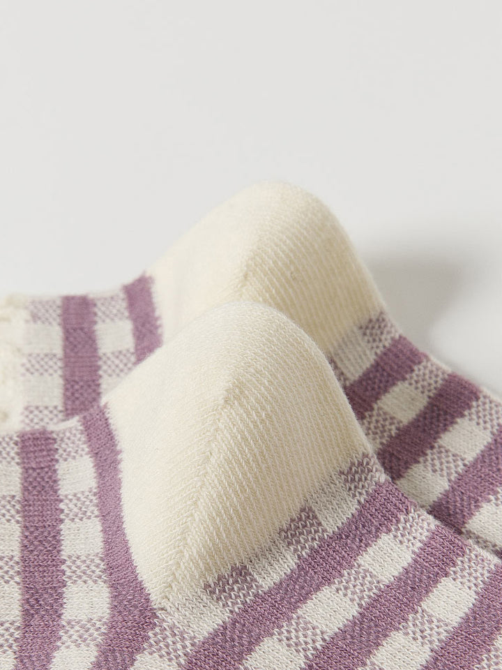 6 pairs of purple rabbit cotton mid-calf socks