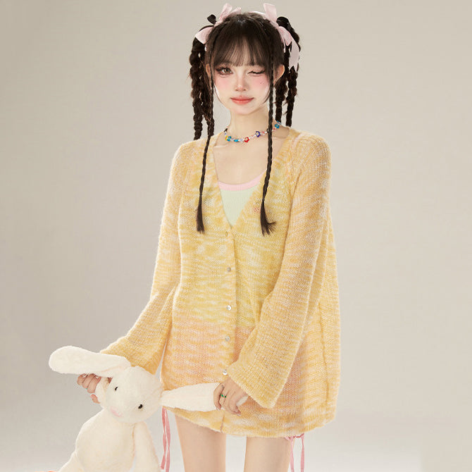 Summer Loose-Fit V-Neck Lightweight Knit Cardigan
