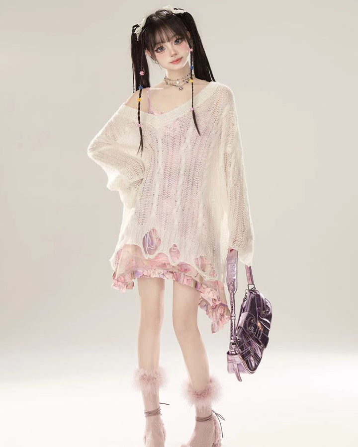 Summer Floral Irregular Sling Dress