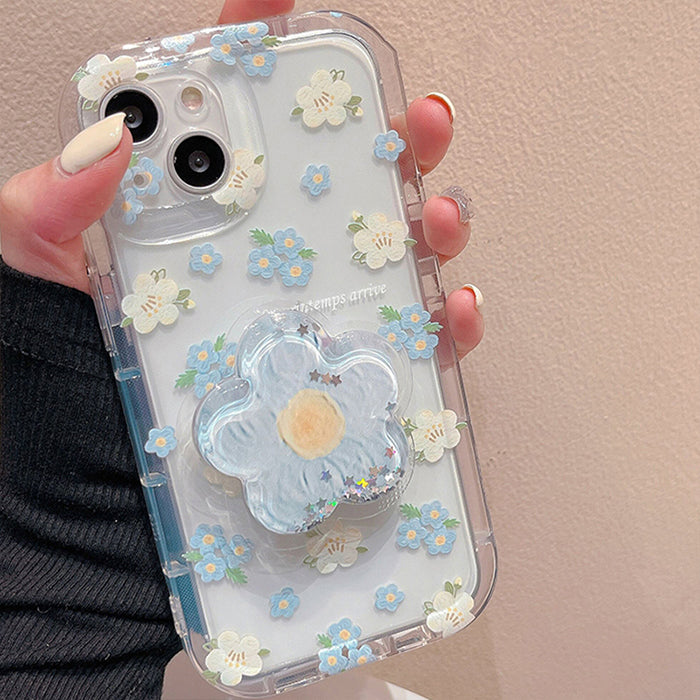 Chic Floral Transparent iPhone Case with Stand