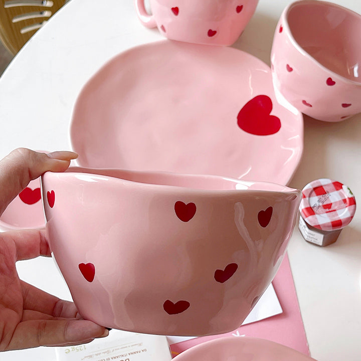 Pink Love Heart Tableware