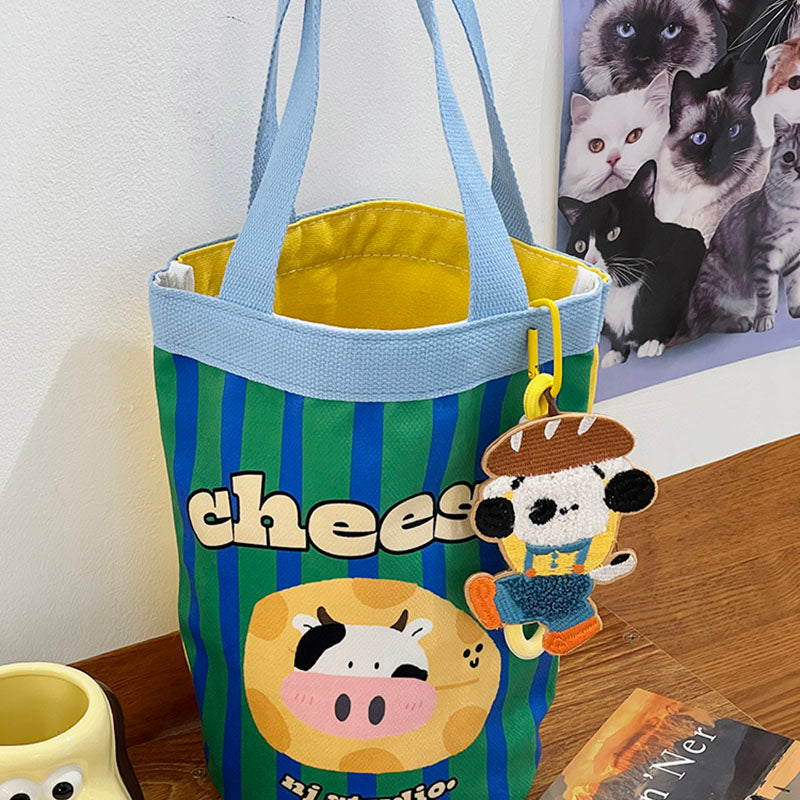 Cartoon Cow Cheese Printed Bag
