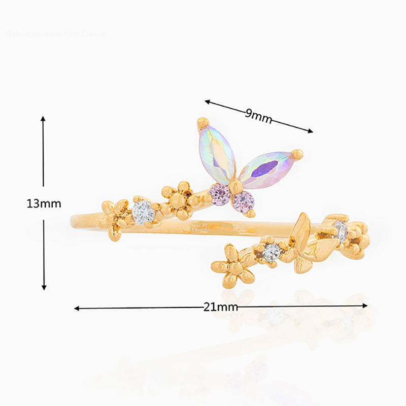 Fairy Butterfly Flower Adjust Rings