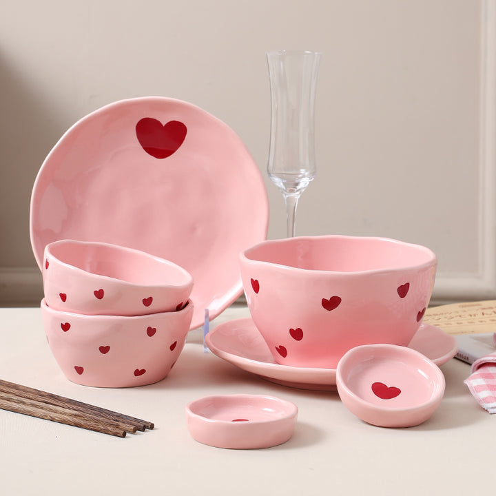 Pink Love Heart Tableware